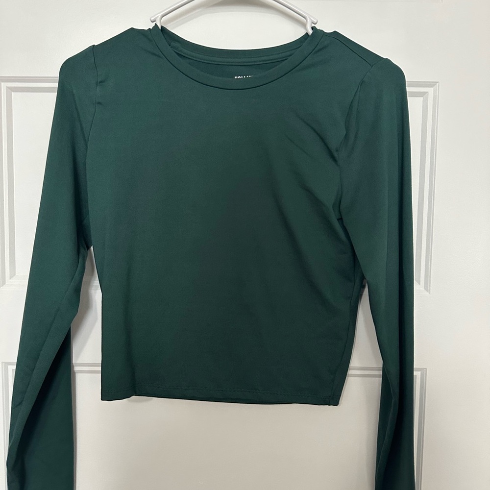 Hollister Forest Green Long Sleeve Crop Top